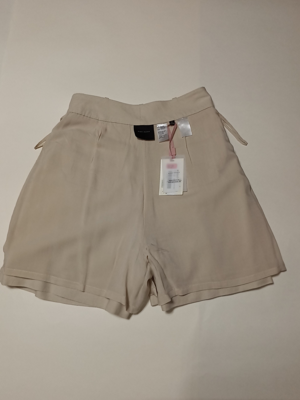 Alex Marie Tailored Linen Blend High-Waist Pleated Wide Leg Beige Shorts Size 4 - Picture 13 of 15